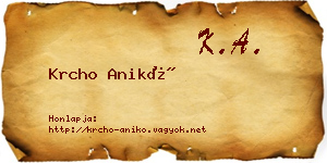 Krcho Anikó névjegykártya